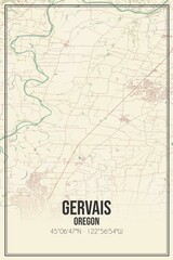 Fototapeta premium Retro US city map of Gervais, Oregon. Vintage street map.
