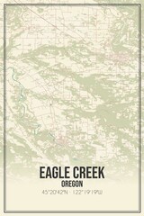 Retro US city map of Eagle Creek, Oregon. Vintage street map.