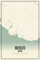 Retro US city map of Merizo, Guam. Vintage street map.