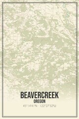 Retro US city map of Beavercreek, Oregon. Vintage street map.