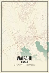 Retro US city map of Waipahu, Hawaii. Vintage street map.