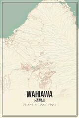 Retro US city map of Wahiawa, Hawaii. Vintage street map.