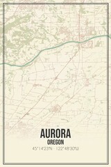 Obraz premium Retro US city map of Aurora, Oregon. Vintage street map.