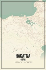 Retro US city map of Hagatna, Guam. Vintage street map.