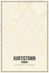 Retro US city map of Kurtistown, Hawaii. Vintage street map.