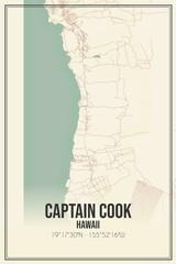 Retro US city map of Captain Cook, Hawaii. Vintage street map.