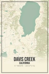 Retro US city map of Davis Creek, California. Vintage street map.