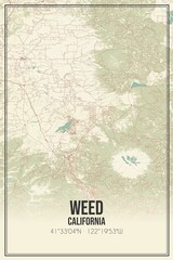 Retro US city map of Weed, California. Vintage street map.