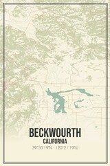 Retro US city map of Beckwourth, California. Vintage street map.