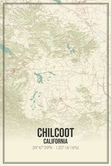 Retro US city map of Chilcoot, California. Vintage street map.