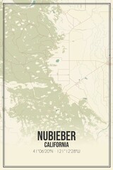 Retro US city map of Nubieber, California. Vintage street map.
