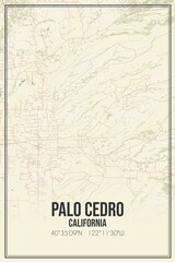 Retro US city map of Palo Cedro, California. Vintage street map.
