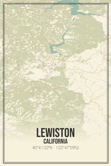 Retro US city map of Lewiston, California. Vintage street map.