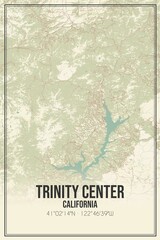 Retro US city map of Trinity Center, California. Vintage street map.