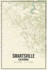 Retro US city map of Smartsville, California. Vintage street map.