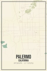 Retro US city map of Palermo, California. Vintage street map.
