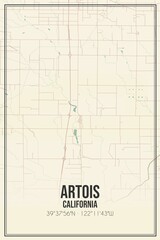 Retro US city map of Artois, California. Vintage street map.