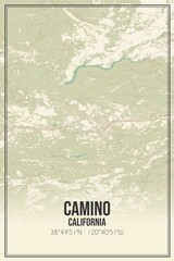 Retro US city map of Camino, California. Vintage street map.