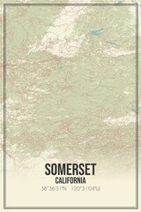Retro US city map of Somerset, California. Vintage street map.