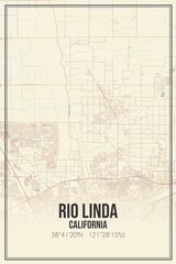 Retro US city map of Rio Linda, California. Vintage street map.