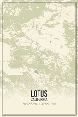 Retro US city map of Lotus, California. Vintage street map.