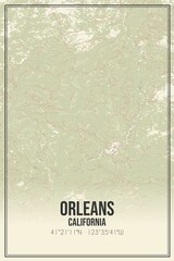 Retro US city map of Orleans, California. Vintage street map.