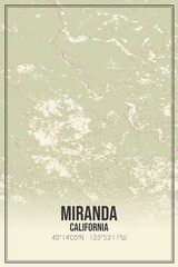 Retro US city map of Miranda, California. Vintage street map.