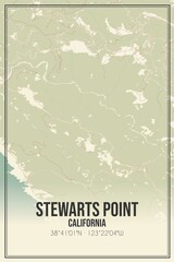 Retro US city map of Stewarts Point, California. Vintage street map.