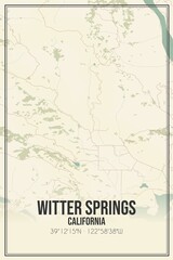 Retro US city map of Witter Springs, California. Vintage street map.