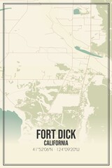 Fototapeta premium Retro US city map of Fort Dick, California. Vintage street map.