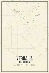 Retro US city map of Vernalis, California. Vintage street map.