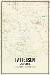Retro US city map of Patterson, California. Vintage street map.