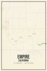 Retro US city map of Empire, California. Vintage street map.