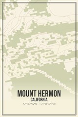 Fototapeta premium Retro US city map of Mount Hermon, California. Vintage street map.
