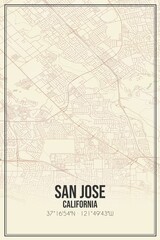 Fototapeta premium Retro US city map of San Jose, California. Vintage street map.