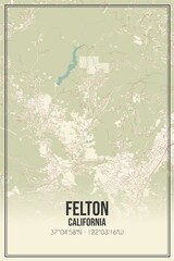 Retro US city map of Felton, California. Vintage street map.