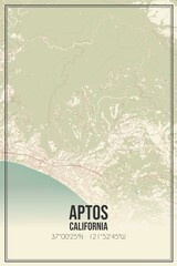 Retro US city map of Aptos, California. Vintage street map.
