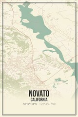 Retro US city map of Novato, California. Vintage street map.