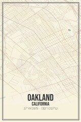 Retro US city map of Oakland, California. Vintage street map.