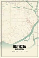Retro US city map of Rio Vista, California. Vintage street map.