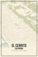 Retro US city map of El Cerrito, California. Vintage street map.