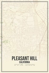 Obraz premium Retro US city map of Pleasant Hill, California. Vintage street map.