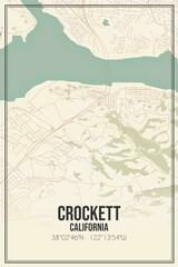 Retro US city map of Crockett, California. Vintage street map.