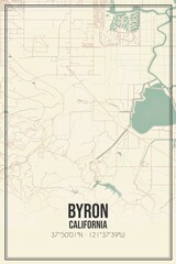 Retro US city map of Byron, California. Vintage street map.