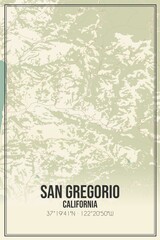 Retro US city map of San Gregorio, California. Vintage street map.