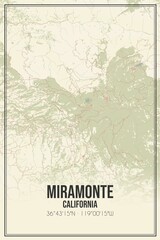 Retro US city map of Miramonte, California. Vintage street map.