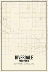 Retro US city map of Riverdale, California. Vintage street map.