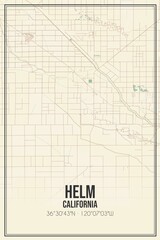 Retro US city map of Helm, California. Vintage street map.