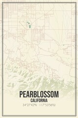 Retro US city map of Pearblossom, California. Vintage street map.