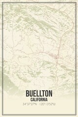 Retro US city map of Buellton, California. Vintage street map.